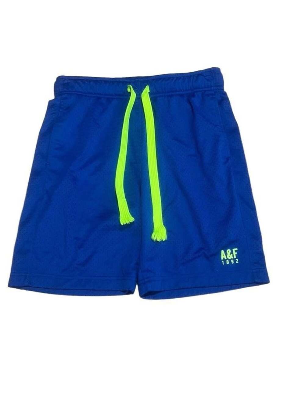 Abercrombie & Fitch Blue Mesh Athletic Shorts with Neon Green Logo Size XS